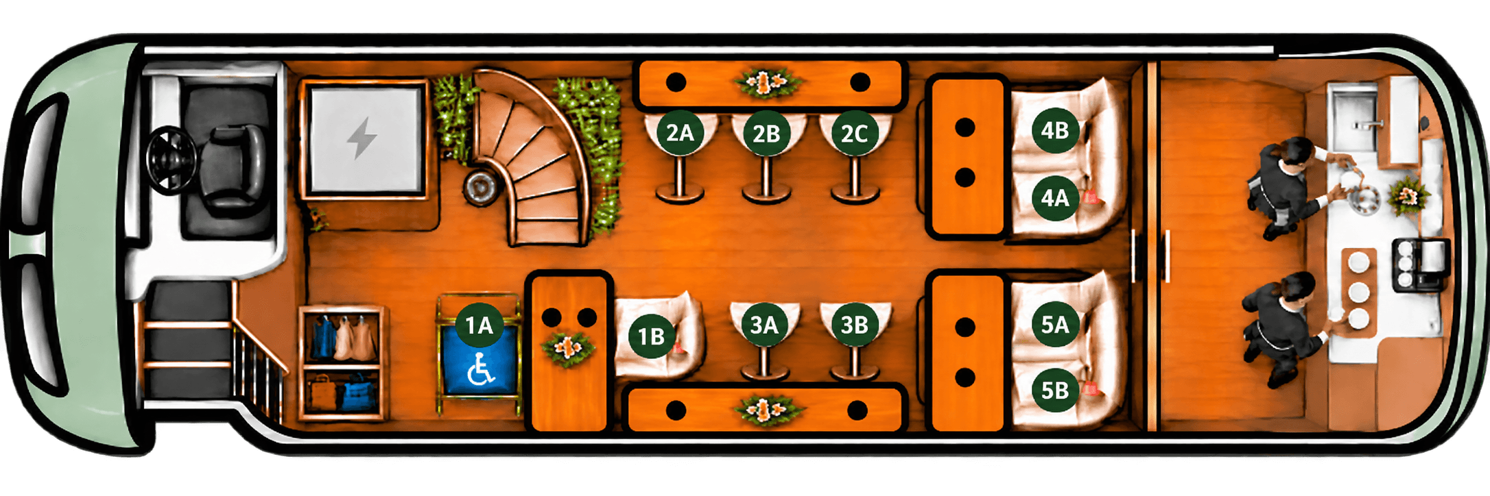 Lower deck seating layout